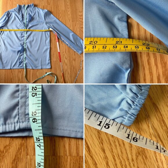 Blue Ruffled V Neck Blouse Womens XL Puff Sleeves Soft Girl Light Academia Offic - Picture 8 of 9